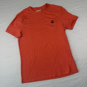 YETI No Sleep Till Brisket T-Shirt Small Red Coral Pocket Graphic BBQ Pitmaster